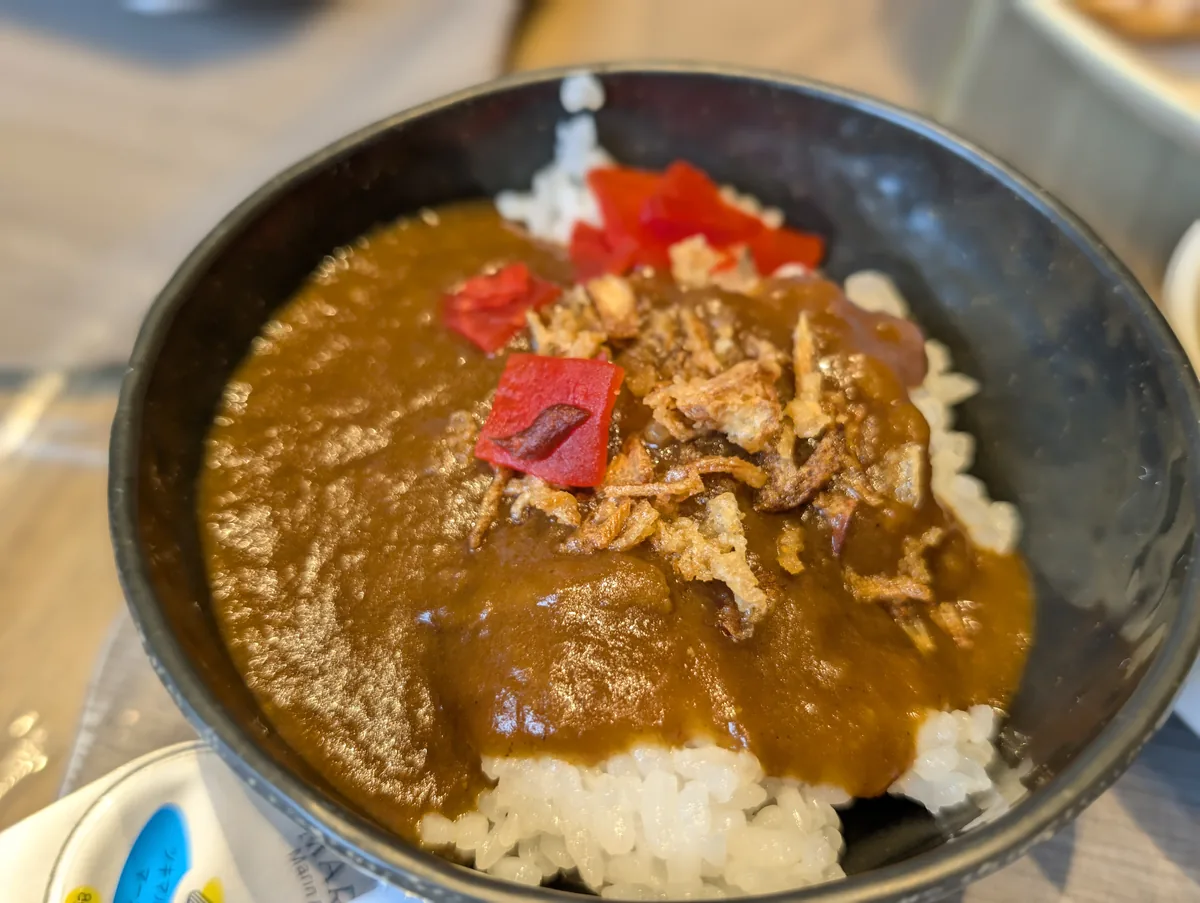 ホテルで提供されていたカレー。朝からしっかり食べたい大人にも、2日目のパークに備えたい家族にも心強いメニューです。